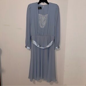 Ursula of Switzerland Long Sleeve Elegant Blue Mother of the Bride Dress Size 15